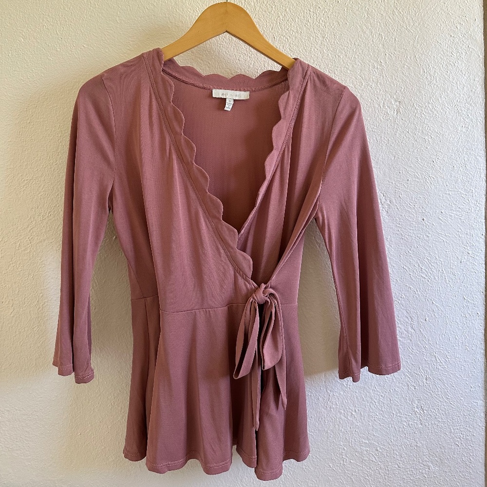 Scalloped Wrap Blouse